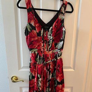 WHITE HOUSE BLACK MARKET - Red Strap Pleated Dress w/Belt - Size 4